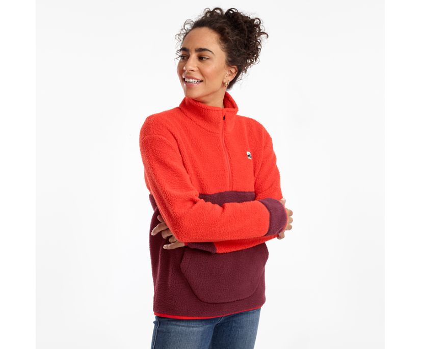 Saucony Fireside Fleece Anorak Women's Jackets Red / Burgundy | Canada 338MQZA